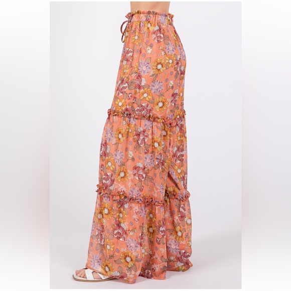 21 Boho Floral Print Ruffled Tiered Pants - Picture 5 of 5